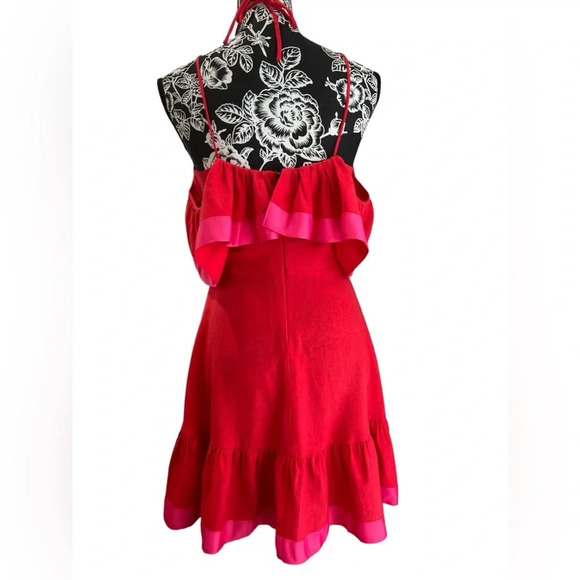 ASOS Red and pink linen blend dress - Picture 2 of 14